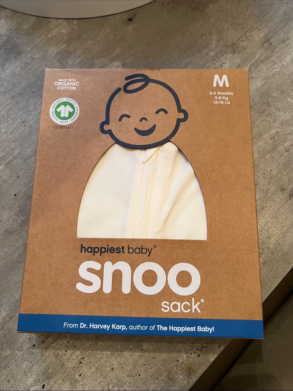 Happiest Baby Snoo Sack Sleep Sack in Cream (M) size 2-4 months 12-18 lbs